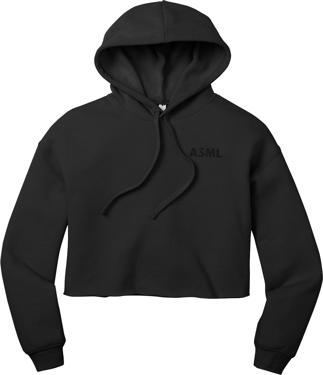 Women s Cropped Hoodie Black Logo ASML Store