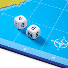Load image into Gallery viewer, Two dice showing numbers on a blue grid with compass directions