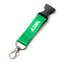 Load image into Gallery viewer, Green lanyard with &#39;ASML&#39; branding on a white background