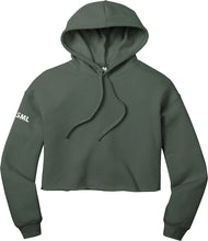 Load image into Gallery viewer, Green cropped hoodie with &#39;GML&#39; logo on sleeve against a white background
