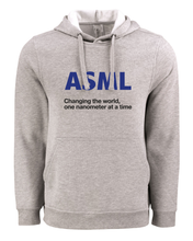 Load image into Gallery viewer, Gray hoodie with ASML logo and text on a white background