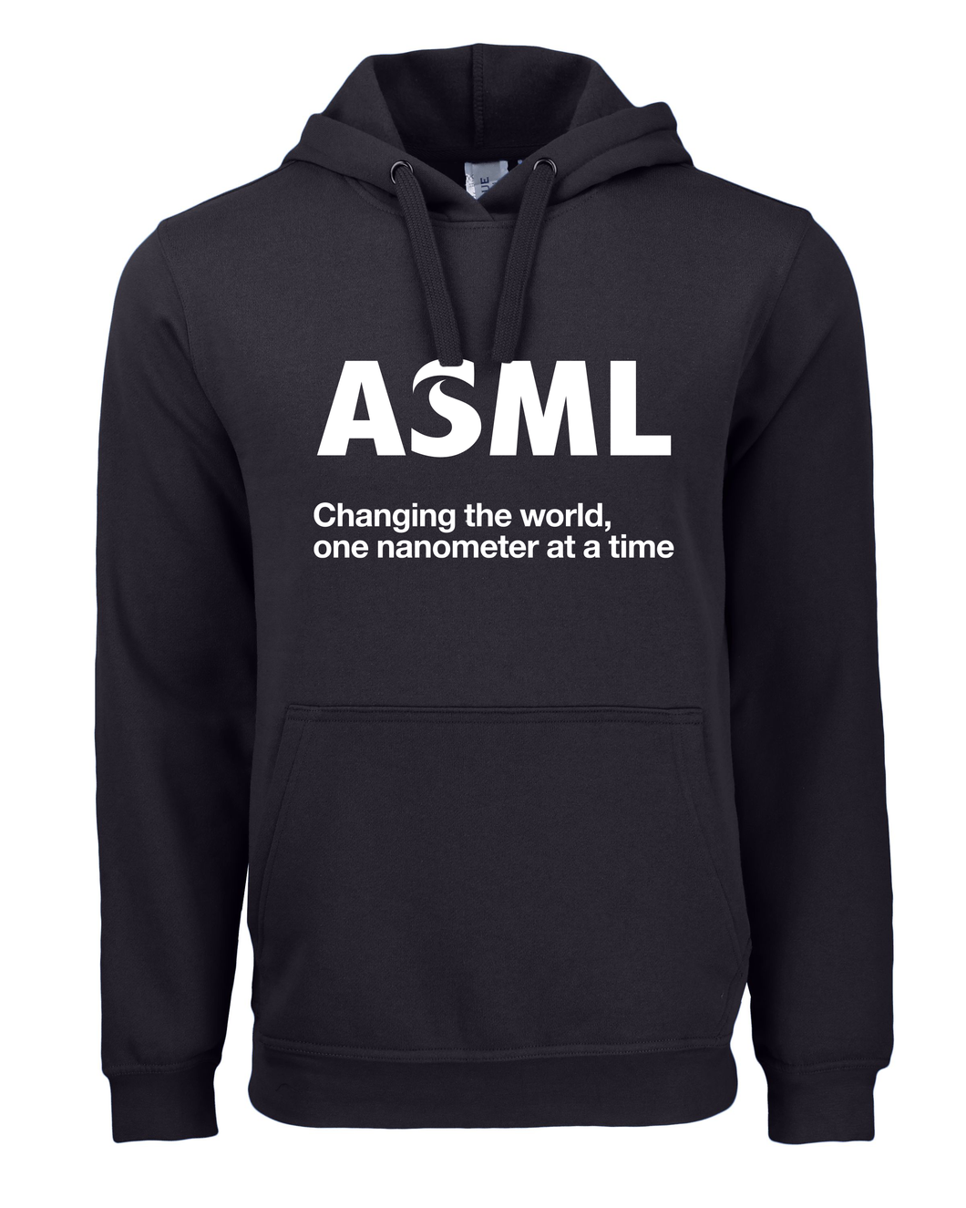 Black hoodie with ASML logo and text on a white background