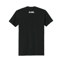 Load image into Gallery viewer, Black t-shirt with &#39;ASML&#39; printed on the back against a white background