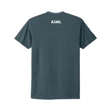 Load image into Gallery viewer, Blue t-shirt with &#39;ASML&#39; logo on the back against a white background