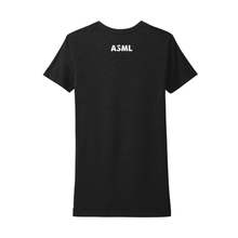 Load image into Gallery viewer, Black t-shirt with &#39;ASML&#39; printed on the back against a white background
